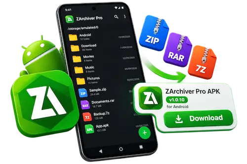 ZArchiver Pro APK Download 1 ZArchiver Pro APK download with Android phone and archive file management